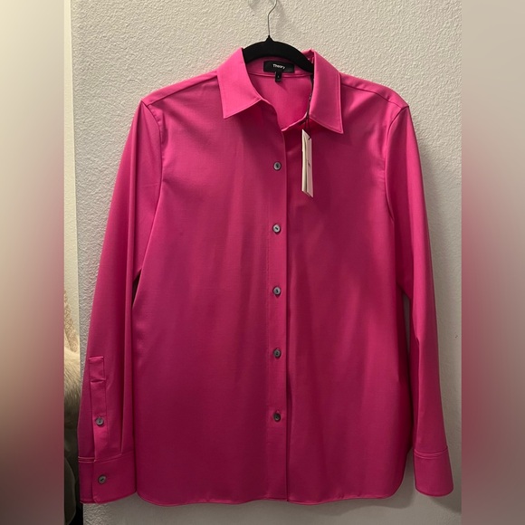 Theory Women's Bright Pink Button Down Shirt